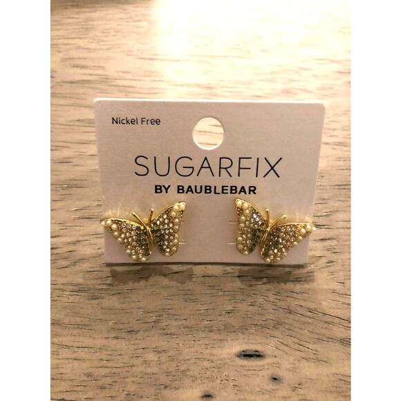 SUGARFIX by BaubleBar Crystal Wings Butterfly Stud Statement Earrings in Gold - Picture 1 of 1